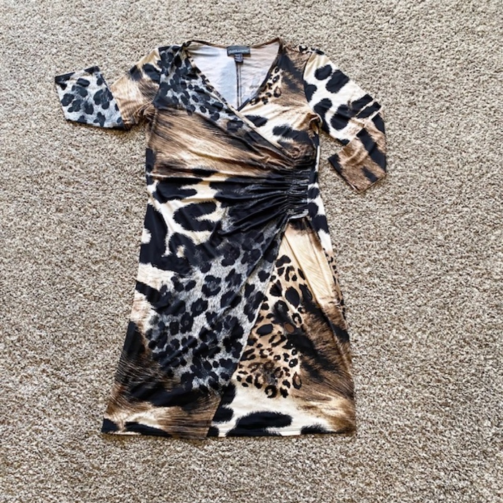 Frank Lyman Design Lightweight Dress Sz 12 Leopard Abstract Print